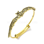 Gothic Bat Alloy Expandable Bangles, Halloween Bangles, Antique Golden, Inner Diameter: 2-1/2 inch(6.2cm)(BJEW-B081-01AG)