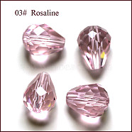 Imitation Austrian Crystal Beads, Grade AAA, Faceted, Drop, Pink, 8x10mm, Hole: 0.9~1mm(SWAR-F062-10x8mm-03)