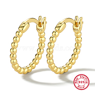 925 Sterling Silver Hoop Earrings for Women, Ball Ring, with S925 Stamp, Real 18K Gold Plated, 15mm(PO2404-2)