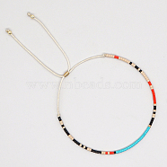 Glass Seed Braided Bead Bracelet, Adjustable Bracelet, Cyan, No Size(CG0646-8)
