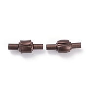 Ion Plating(IP) 304 Stainless Steel European Clasps with Cord Ends, Column, Red Copper, 21x8mm, Hole: 3mm(STAS-G239-15R)