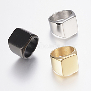 304 Stainless Steel Signet Band Rings for Men, Wide Band Finger Rings, Rectangle, Mixed Color, 17~22mm(RJEW-G091-16)