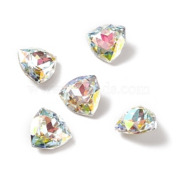Glass Rhinestone Cabochons, Pointed Back & Back Plated, Triangle, Light Crystal AB, 12x12x5.3mm(RGLA-J023-A-001LA)