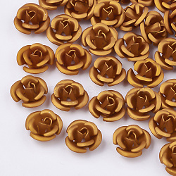 Aluminum Beads, Frosted, Long-Lasting Plated, 3-Petal Flower, Dark Goldenrod, 8~8.5x5mm, Hole: 1mm(FALUM-T001-02B-26)