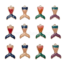 Zinc Alloy Enamel Pendants, Mermaid Tail Shape, Golden, Mixed Color, 27x18.5x3mm, Hole: 1.5mm, 4 colors, 5pcs/coor, 20pcs/box(ENAM-CJ0001-50)