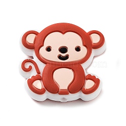 Silicone Focal Beads, DIY Necklaces Making, Monkey, 26x27x8.5mm, Hole: 2mm(SIL-Q024-02D)