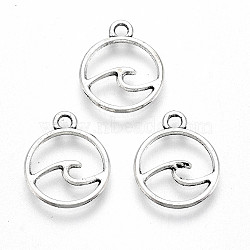 Tibetan Style Alloy Charms, Lead Free & Cadmium Free, Flat Round, Antique Silver, 14.5x12x1mm, Hole: 1.6mm, about 1666pcs/500g(TIBE-S323-070AS-RS)