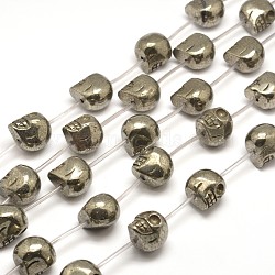 Skull Natural Pyrite Beads Strands, 10x8x8mm, Hole: 1mm, about 20pcs/strand, 15.7 inches(G-I125-52-10x8mm)