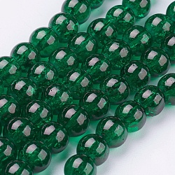 1Strand Dark Green Transparent Crackle Glass Round Beads Strands, 6mm, Hole: 1.3~1.6mm, about 133pcs/strand, 31.4 inch(X-CCG-Q001-6mm-17)