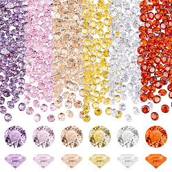 Elite 300Pcs 6 Colors Diamond Shape Grade A Cubic Zirconia Cabochons, Faceted, Mixed Color, 3x2mm, 50pcs/color(ZIRC-PH0001-43B-02)