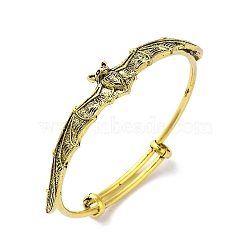 Gothic Bat Alloy Expandable Bangles, Halloween Bangles, Antique Golden, Inner Diameter: 2-1/2 inch(6.2cm)(BJEW-B081-01AG)