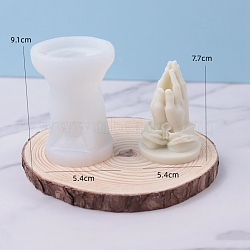 Pray DIY Silicone Candle Molds, for Perfect Home Party Decoration, Praying hands, White, 5.4x9.1cm, Inner Diameter: 5.4x7.7cm(PW-WGE57E8-01)