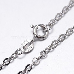 Sterling Silver Cable Chains Necklaces, with Spring Ring Clasps, Platinum, 18 inch, 1.3mm(X-NJEW-M157-30C-18)