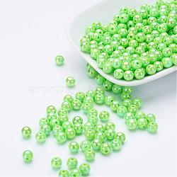 Eco-Friendly Poly Styrene Acrylic Beads, AB Color Plated, Round, Lawn Green, 8mm, Hole: 1mm, about 2000pcs/500g(PL425-C09)