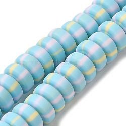 Polymer Clay Beads Strands, Rondelle, Pale Turquoise, 6.5~7x3~3.5mm, Hole: 1.6mm, about 116~123pcs/strand, 15.55~15.94''(39.5~40.5cm)(CLAY-H006-02D)