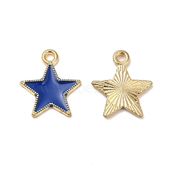 Alloy Enamel Pendants, Cadmium Free & Nickel Free & Lead Free, Star Charm, Golden, Blue, 18x15.5x1.5mm, Hole: 1.8mm(ENAM-C005-01G-03)