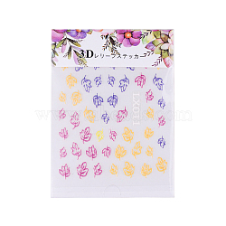 3D Flower Nail Art Sticker Decals, Butterfly Lace Leaf Self-Adhesive Carving Design Nail Art, for Women Girl Nail Tips Decorations, Colorful, 7x6.3cm(MRMJ-T027-02K)