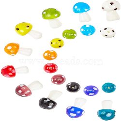 Mushroom Handmade Lampwork Beads, Mixed Color, 16x12mm, Hole: 2mm, 10colors, 7pcs/color, 70pcs/set(LAMP-NB0001-08)