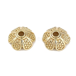 Brass Bead Caps, Flower, Real 18K Gold Plated, 9x8.5x3.5mm, Hole: 1.6mm(KK-I719-12G)