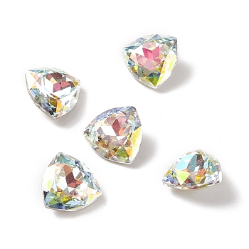 K9 Glass Rhinestone Cabochons, Pointed Back & Back Plated, Triangle, Light Crystal AB, 12x12x5.3mm