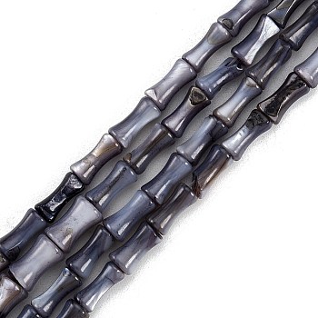 Natural Freshwater Shell Beads Strands, Dyed, Bamboo Stick Shape, Gray, 8x4.5mm, Hole: 0.8mm, about 46pcs/strand, 14.49 inch(36.8cm)