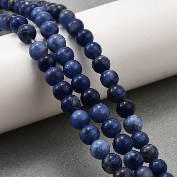 Natural Sodalite Round Bead Strands, 6mm, Hole: 1mm, about 60pcs/strand, 15 inch