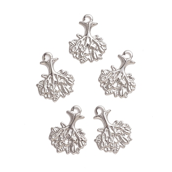 304 Stainless Steel Pendants, Tree of Life, Stainless Steel Color, 21.5x16x1mm, Hole: 2.5mm