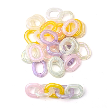 Transparent Acrylic Linking Rings, Quick Link Connectors, For Jewelry Chains Making, AB Color Plated, Imitation Gemstone Style, Oval, Mixed Color, 39.5x31x7.5mm, Inner Diameter: 23x14.5mm