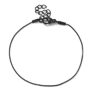 304 Stainless Steel Serpentine Chain Bracelets, Black, 6-3/4 inch(17cm)