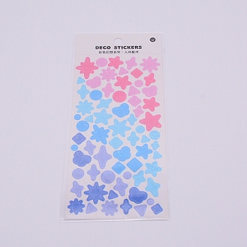 Waterproof Laser Plastic Self Adhesive Stickers, Star, Butterfly & Round, Mixed Color, 0.5~2x0.5~1.7cm, 76pcs/sheet