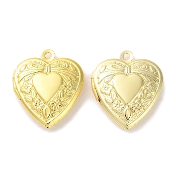 Rack Plating Brass Locket Pendants, Long-Lasting Plated, Lead Free & Cadmium Free, Heart, Golden, 22.5x19.5x5.5mm, Hole: 1.6mm, Inner Diameter: 11x13.5mm