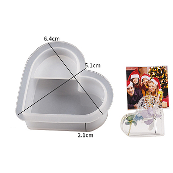 DIY Memo Photo Holder Silicone Molds, Resin Casting Molds, for UV Resin, Epoxy Resin Craft Making, Heart, 51x64x21mm