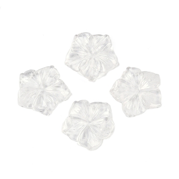 Natural Quartz Crystal Carved Pendants, Rock Crystal Flower Charms, 28.5x29.5x5mm, Hole: 1.2mm