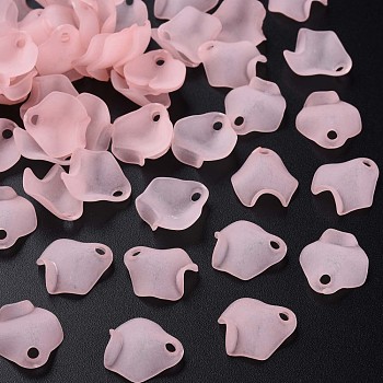 Transparent Acrylic Beads, Frosted, Petal, Pink, 15x14.5x5mm, Hole: 2mm, about 1700pcs/500g