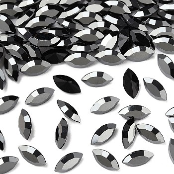 Preciosa&reg MAXIMA Crystal Fancy Stones, Czech Crystal, 435 14 615 Navette(Horse Eye), Unfoiled, 23980 272 Hematite, 10x5mm