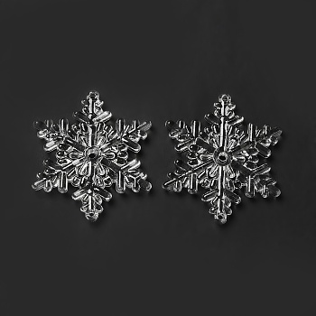 Transparent Acrylic Connector Charms, Christmas Snowflake Links, Clear, 54x47.5x6mm, Hole: 2.5mm and 3.5mm