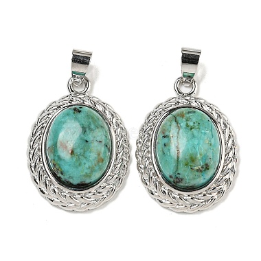 Platinum Oval African Turquoise(Jasper) Pendants