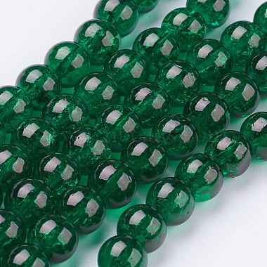 6mm DarkGreen Round Crackle Glass Beads