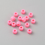 Opaque Plastic Beads, Pony Beads, Barrel, Hot Pink, 6x4.5mm, Hole: 2.5mm, about 90000pcs/10000g(KY-WH0046-60H)
