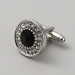 Alloy Micro Pave Cubic Zirconia Cufflinks for Men, with Rhinestone, Flat Round, Platinum, 18x21mm(FIND-WH0110-734)