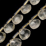 Natural Lemon Jade Beads Strands, Faceted Teardrop, with Plastic Tube Beads, 12x12~12.5x5.5~6mm, Hole: 1mm, about 28pcs/strand, 15.75 inch(40cm)(G-C292-A02-01)