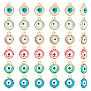 60Pcs 6 Colors Epoxy Resin Enamel Evil Eye Charms, with Rack Plating Light Gold Tone Alloy Open Back Bezel, Cadmium Free & Nickel Free & Lead Free, Mixed Color, 10x8x1.5~2.5mm, Hole: 1mm, 10pcs/color(RESI-AR0001-37)