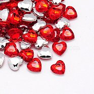 Imitation Taiwan Acrylic Rhinestone Cabochons, Pointed Back & Faceted, Heart, Red, 12x12x4.5mm, about 500pcs/bag(GACR-A018-12x12mm-06)