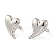 Rack Plating Brass Heart Cuff Earrings for Women, Lead Free & Cadmium Free, Long-Lasting Plated, Platinum, 16x12.5mm(EJEW-Z019-12P)