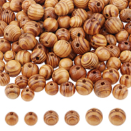 180Pcs 3 Style Round Natural Wood Beads, Dyed, Lead Free, BurlyWood, 60pcs/style(WOOD-OC0001-94)