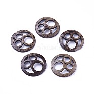 Coffee Color Flat Round Coconut Pendants, 50x5mm, Hole: 3mm(X-COCO-I002-011)
