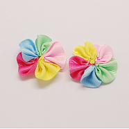 Handmade Woven Costume Accessories, Flower, Colorful, 30x30x8mm(WOVE-R025-2)