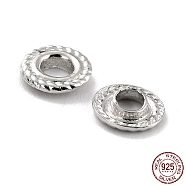 Rhodium Plated 925 Sterling Silver Grommet Eyelet Findings, for Bag Making, Flat Round with Hemp Flowers Pattern, Platinum, 0.6x0.1cm, Hole: 3mm(STER-Z001-007P)