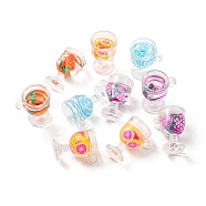 Translucent Resin Pendants, Drink Charms, Juice Cup, Mixed Color, 18.5x15.2x12mm, Hole: 2mm, about 10pcs/bag(RESI-D067-01F)