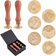 CRASPIRE DIY Stamp Making Kits, Including Pear Wood Handle and Brass Wax Seal Stamp Heads, Golden, Brass Wax Seal Stamp Heads: 6pcs(DIY-CP0004-25B)